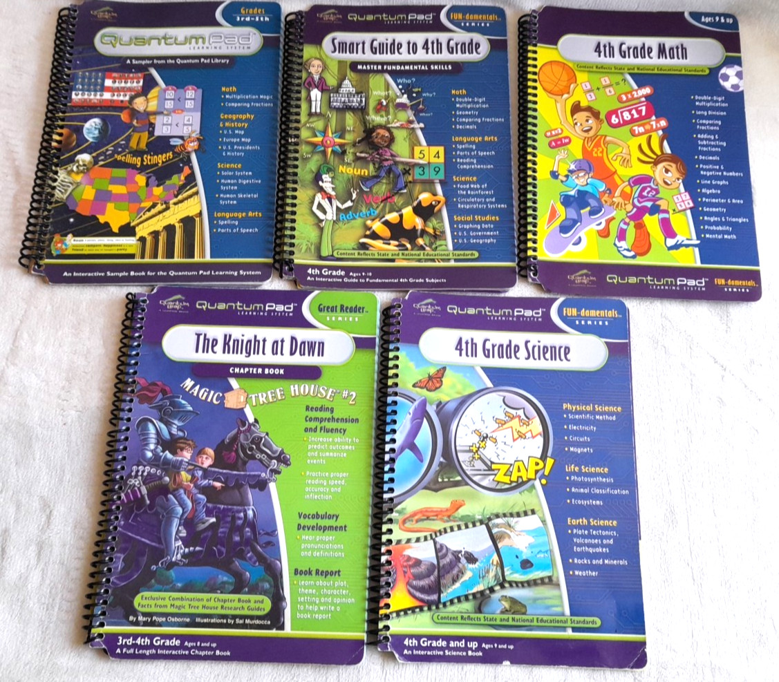 Quantum Leap Quantum Pad Lot of 5 Books ONLY NO Cartridges 3rd – 5th grade