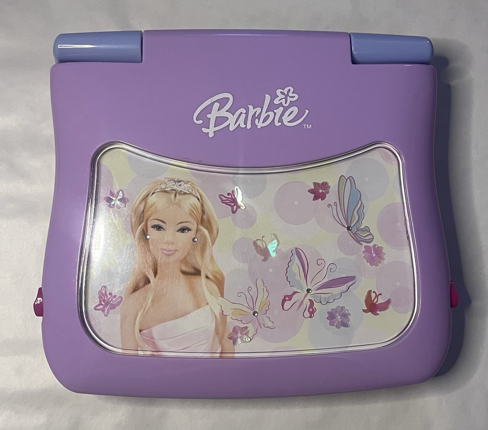 Barbie B-Bright Electronic Learning Laptop Purple Butterfly Theme 2006 WORKS!
