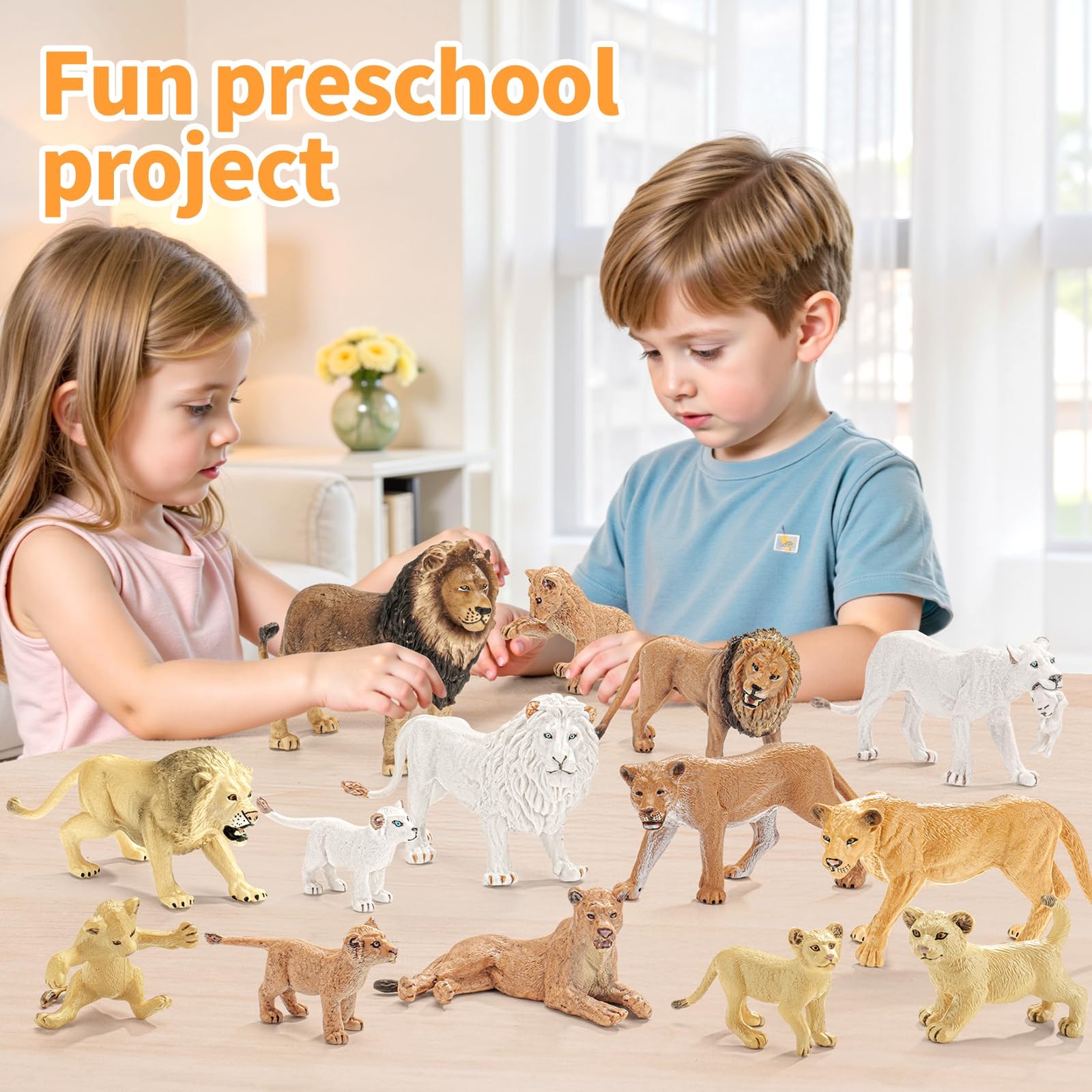 15PCS Lion Toys Figurines Pride, African Jungle Animals Lion Family, Realisti…
