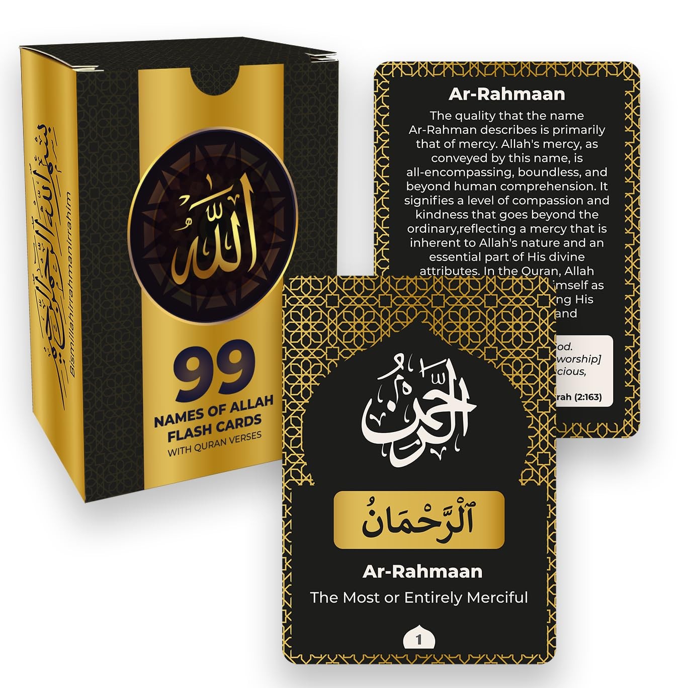 99 Names of Allah Flashcards with Quran Verses (Dual Language Arabic & Englis…
