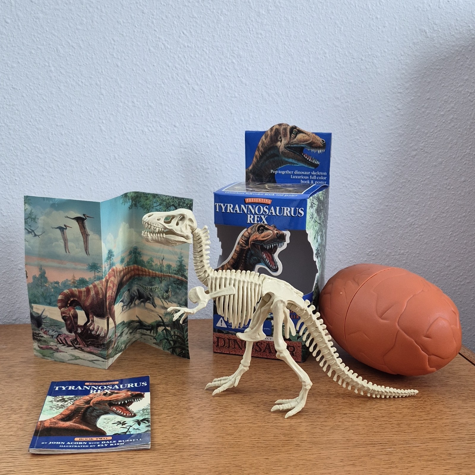 Tiny Perfect Dinosaur Tyrannosaurus Rex Skeleton Model with Book, Poster, & Egg