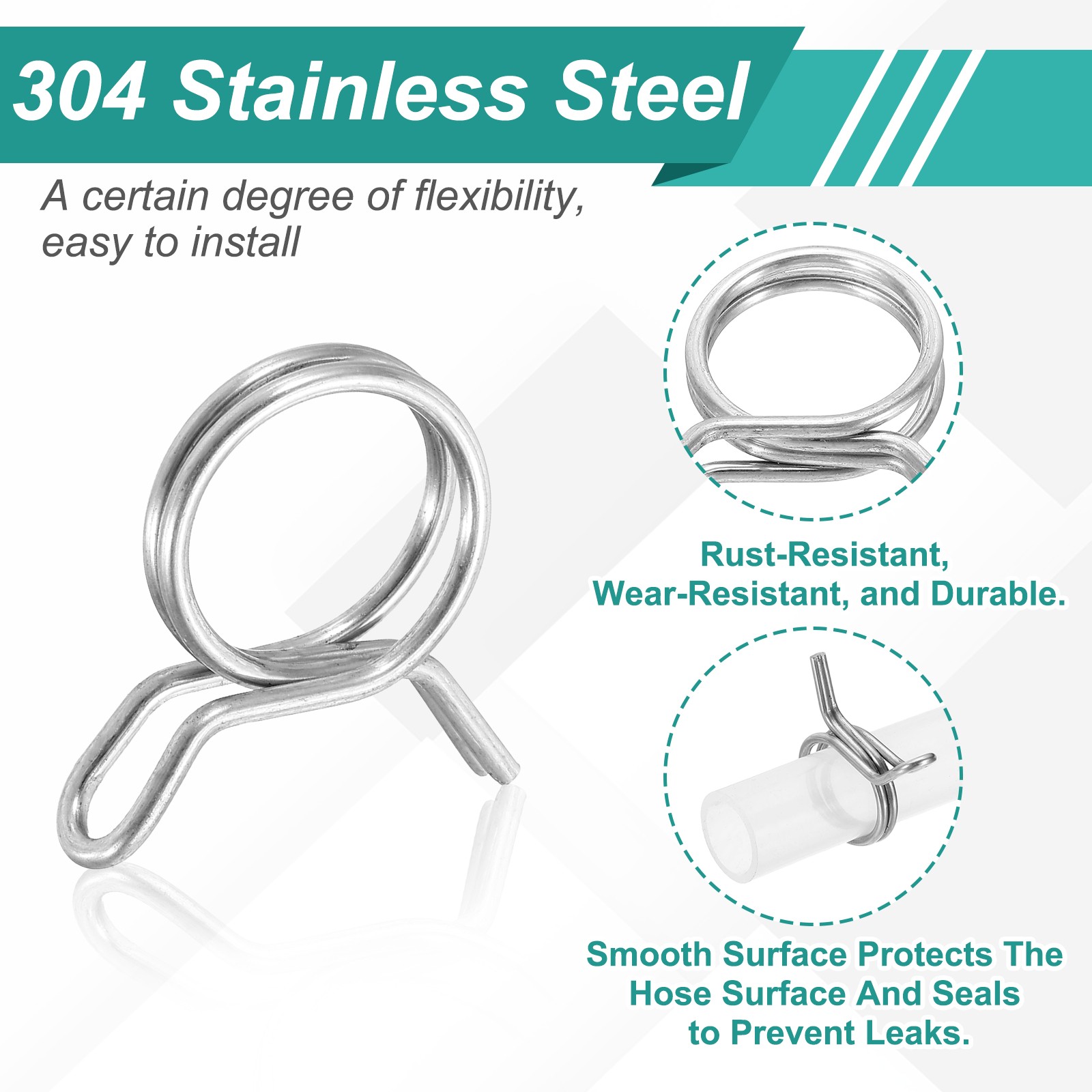 25Pcs 19mm ID 19-21.2mm OD Double Wire Spring Hose Clamp Spring Clips Clamps