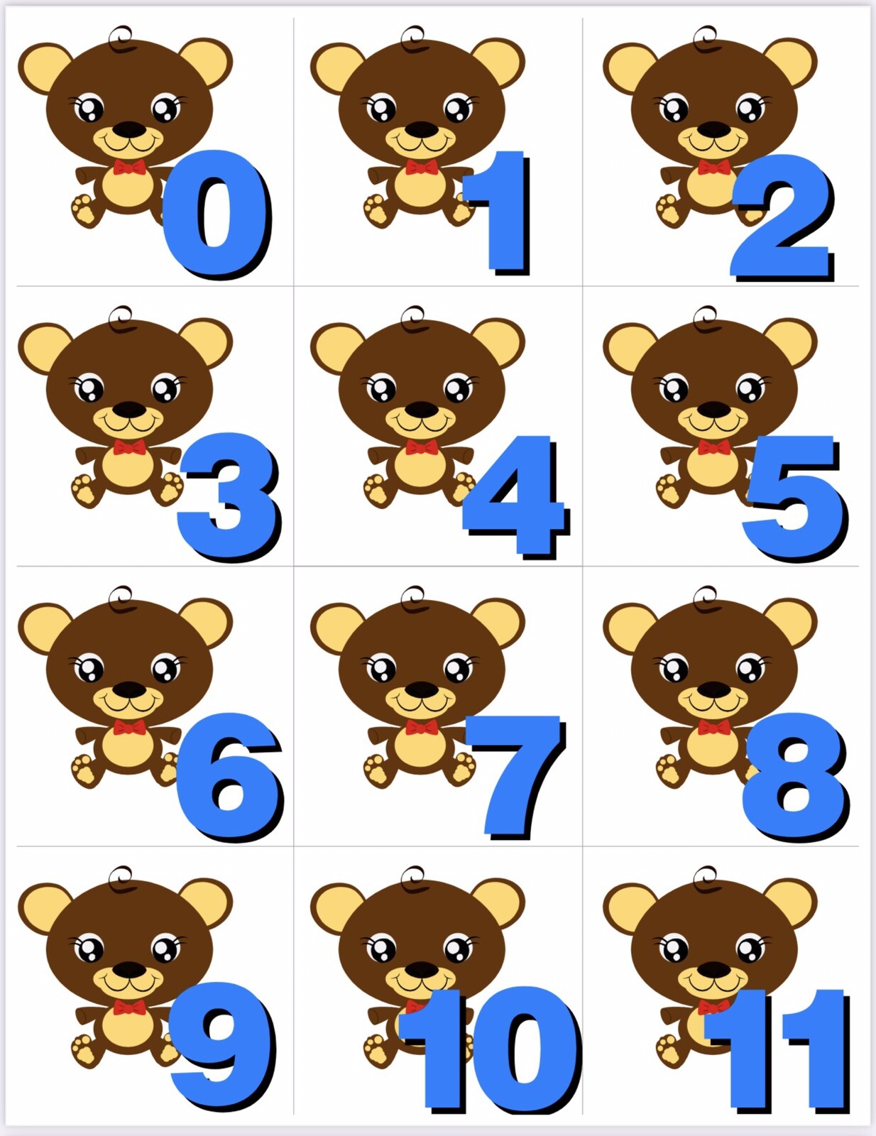 Bear – Numbers 0-31 Pocket Chart Cards or Calendar Learning Resource – Math