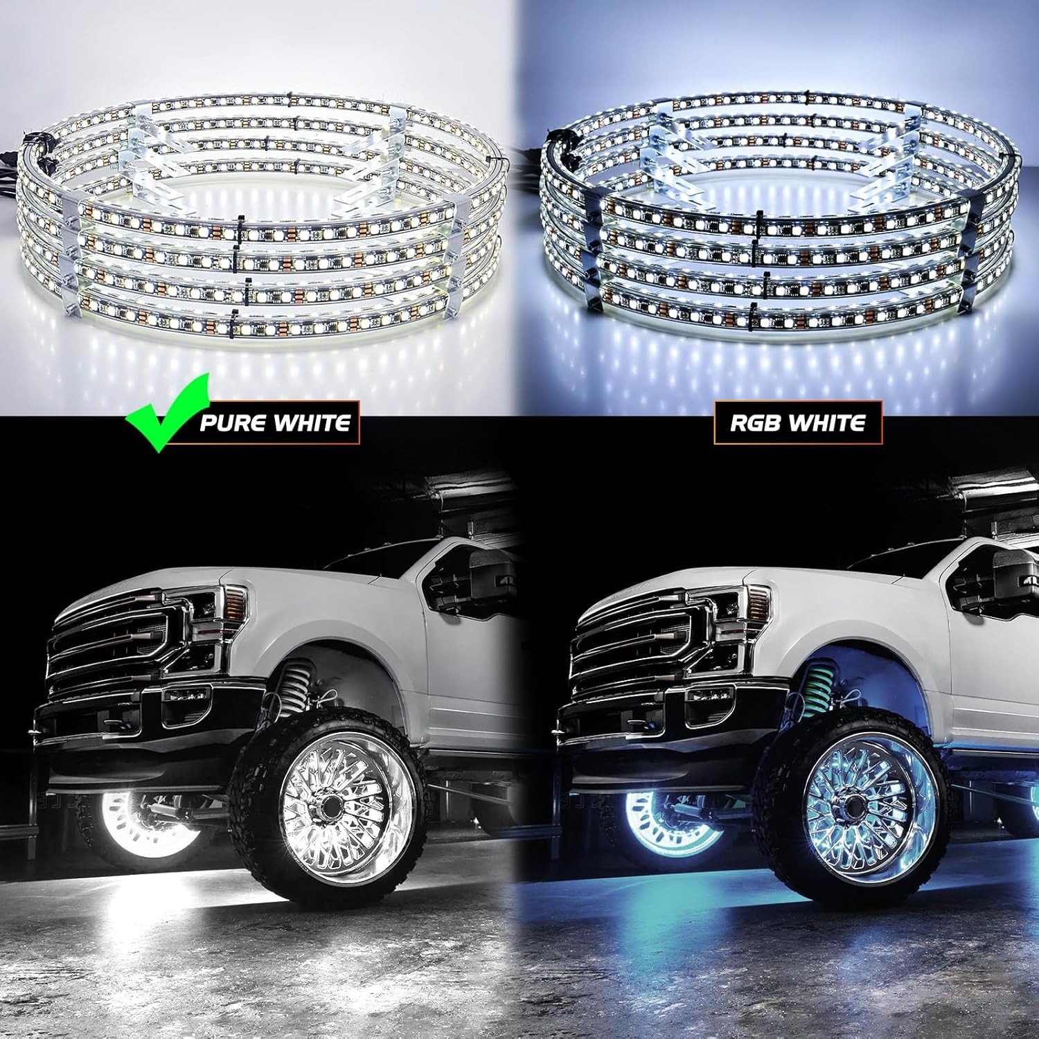 LED Wheel Ring Lights Nilight 4PCS 15.5 Inch Pure White