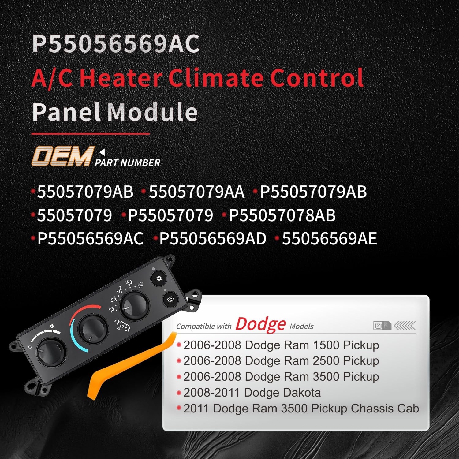 P55056569AC A/C Heater Climate Control Module Compatible with 2006-2008 Dodge RA