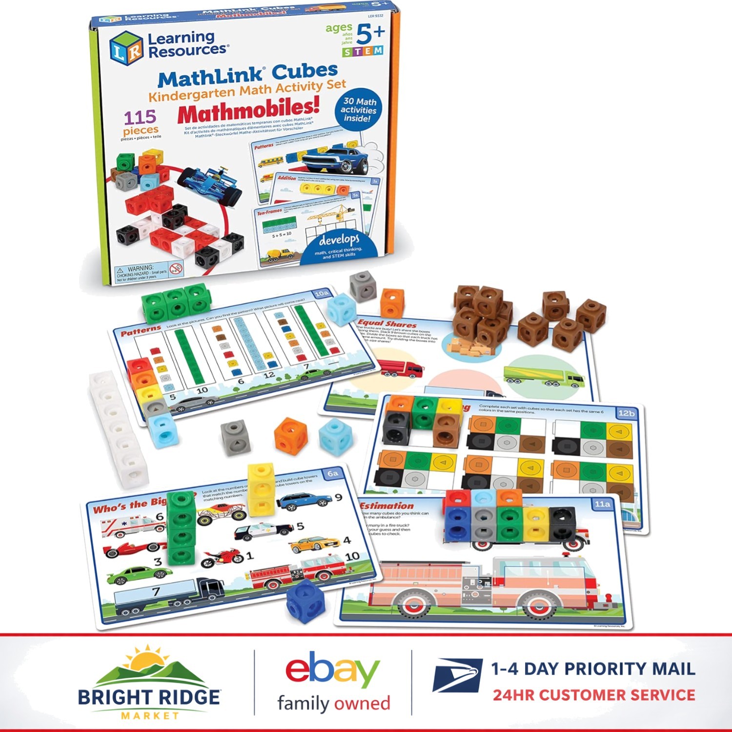 MathLink Cubes Kindergarten Activity Set with 100 Pieces and 15 Activity Cards