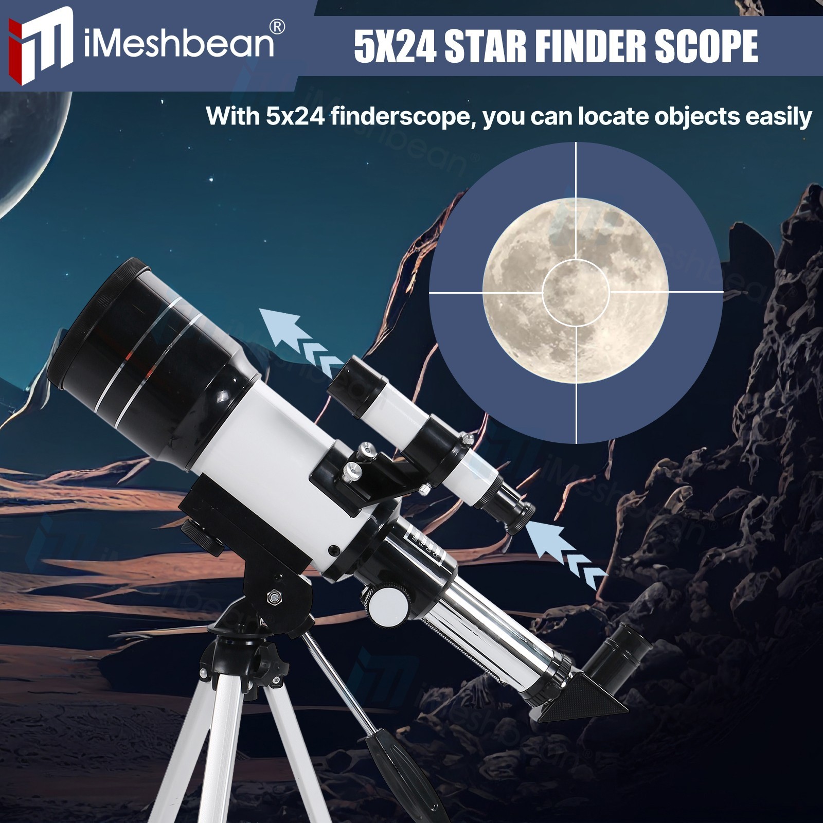 300mm Astronomical Telescope 150X with Phone Adapter Barlow Lens for Kids Gift