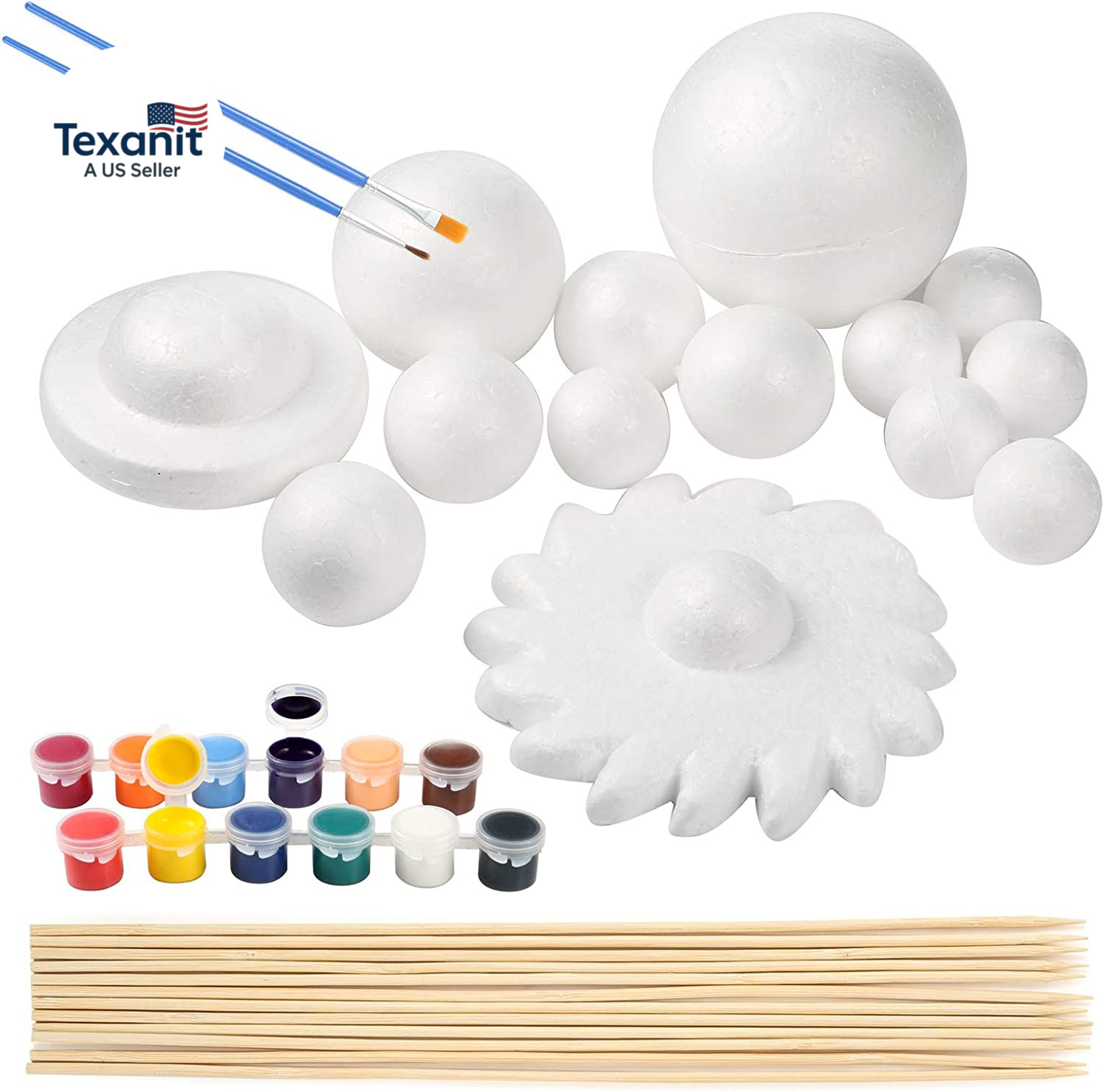Solar System Model Foam Ball Kit Includes 14PCS Mixed Sized Polystyrene Spheres