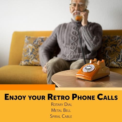 Opis 60s Cable: Rotary Phone/Vintage Phone/Retro Orange Set of 8 Inlays