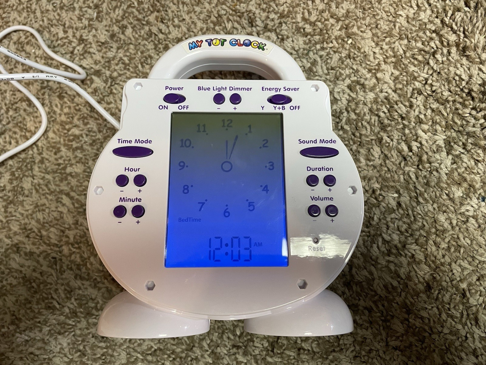 My Tot Clock Toddler Sleep Clock Alarm Light w/3 Cartridges AC Adapter Manual