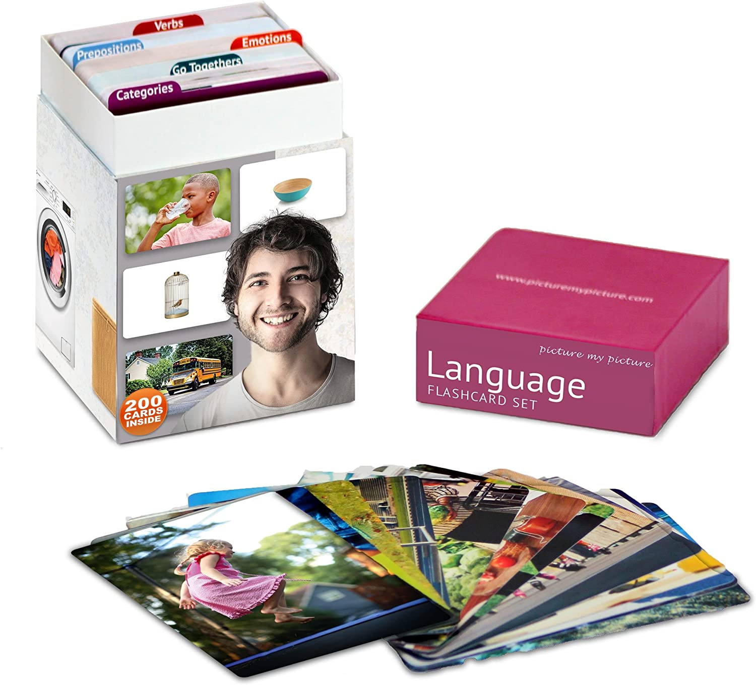 Language Flash Card Set | Feelings and Emotions, Prepositions, Verbs, Categories