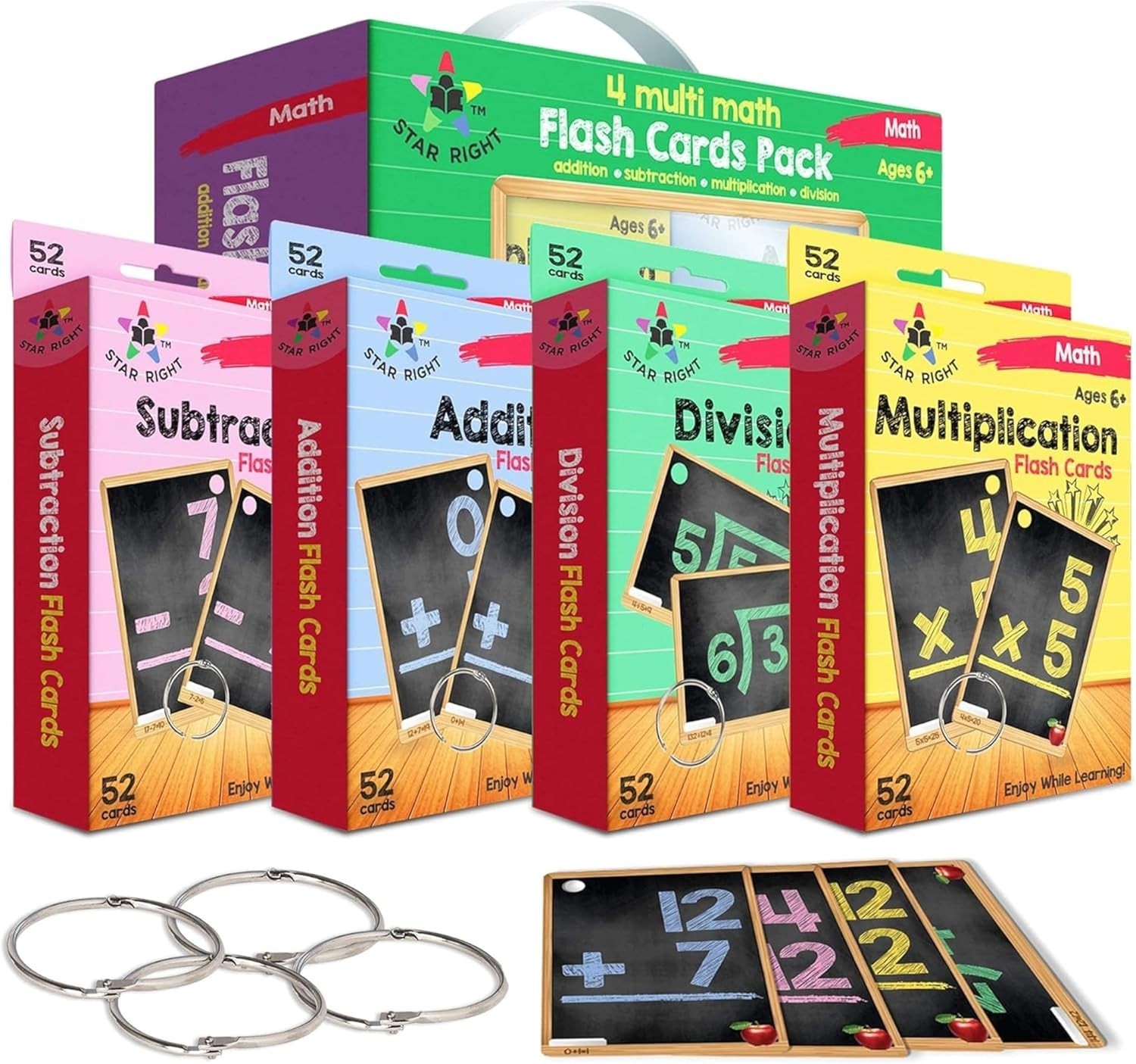 Color-Coded Math Flash Cards Set – 1st to 4th Grade Learning