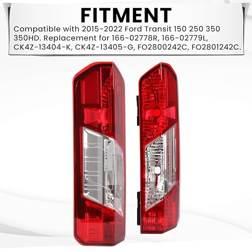 HECASA Pair Tail Light Compatible with 2015-2024 Ford Transit 150 250 350 350HD