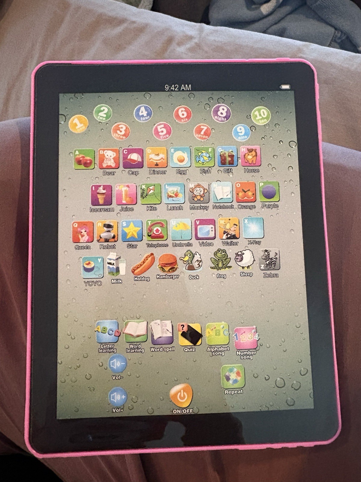 Pink Girls Learning Computer Toy Tablet Educational Alphabet Numbers Kids Game