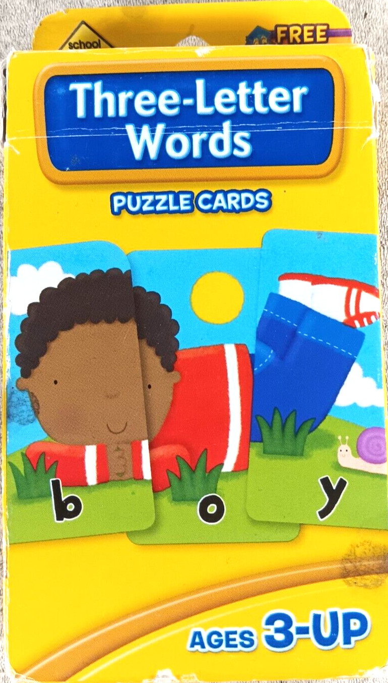 School Zone Three Letter Words Flash Puzzle Cards Learning Game Educational