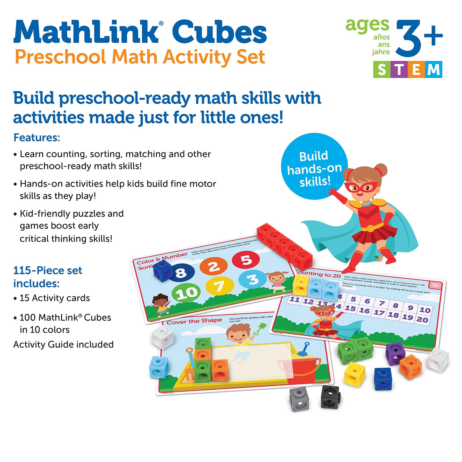 Mathlink Cubes Preschool Activity Set 115 Pieces For Early Math Skills