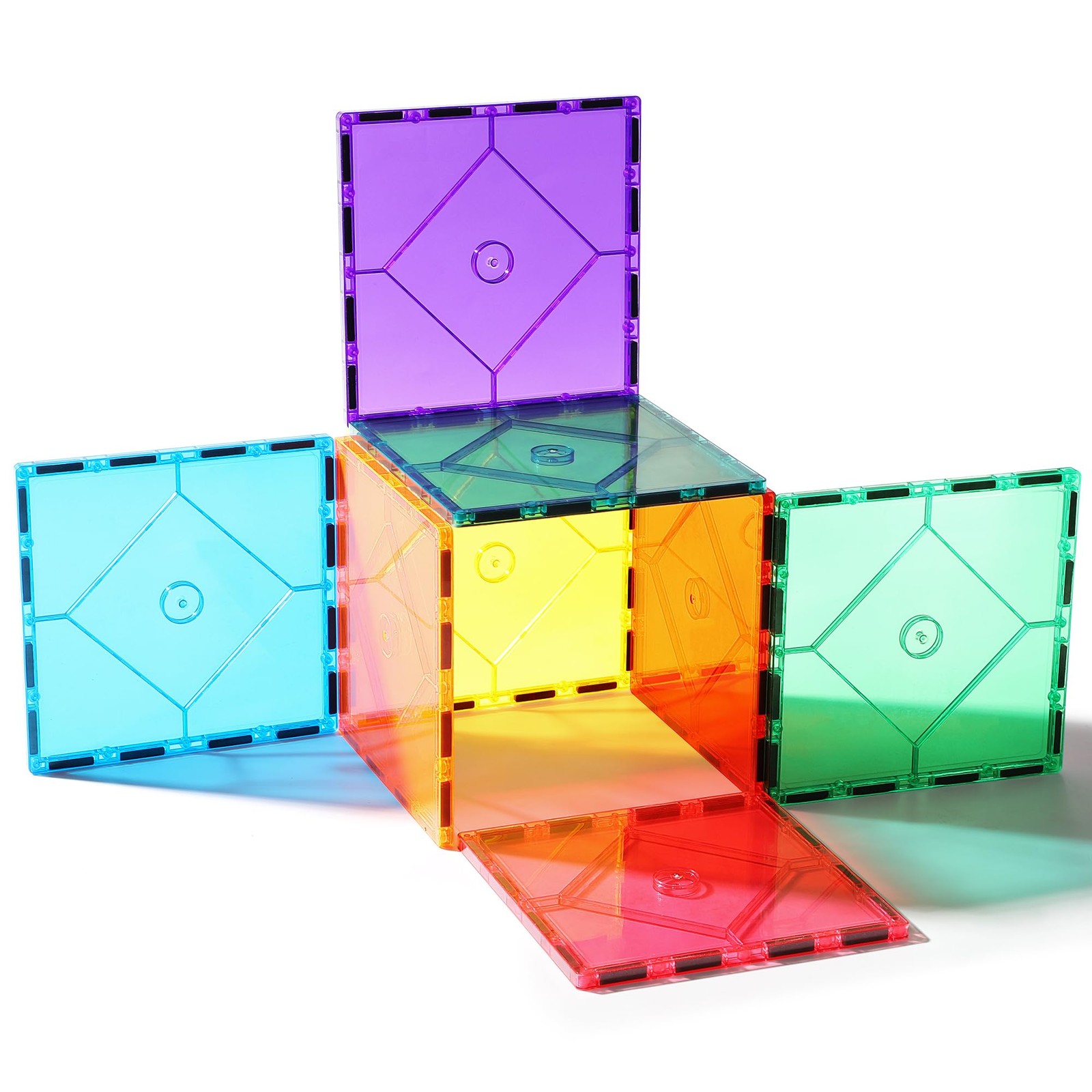 8 Piece Large Square 31 x 8 x 22 cm, Purple, Yellow, Orange, Green, Pink