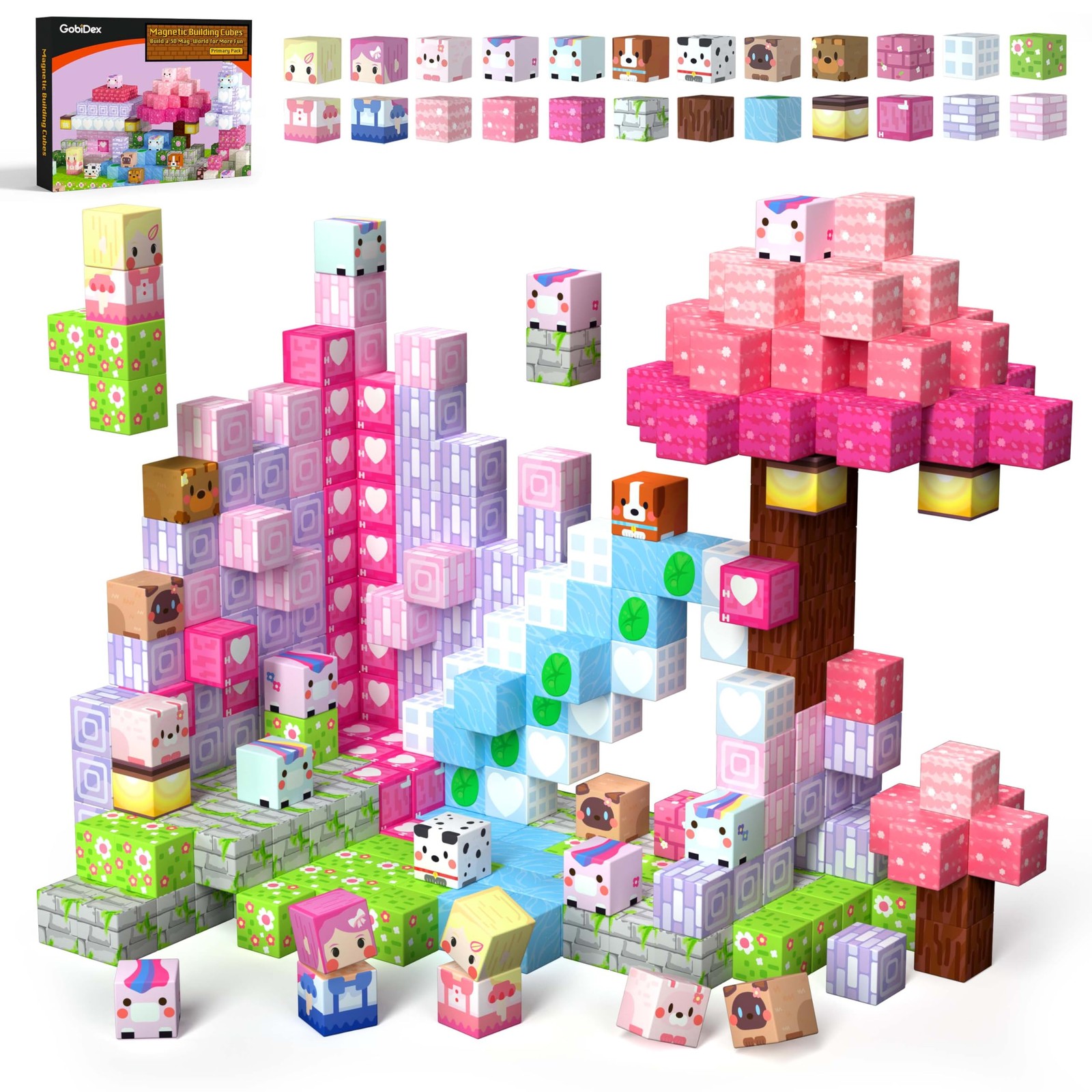 GobiDex Magnetic Blocks STEM Building Toys for 3+ Year Olds Girls & Boys – 80 Pc