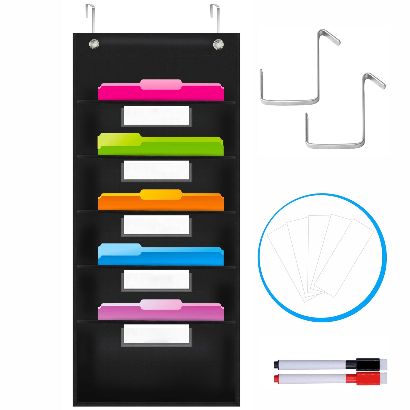 Vantasii Organization Pocket Chart, Wall 5 Pockets(14” x 28”), Nylon Pockets