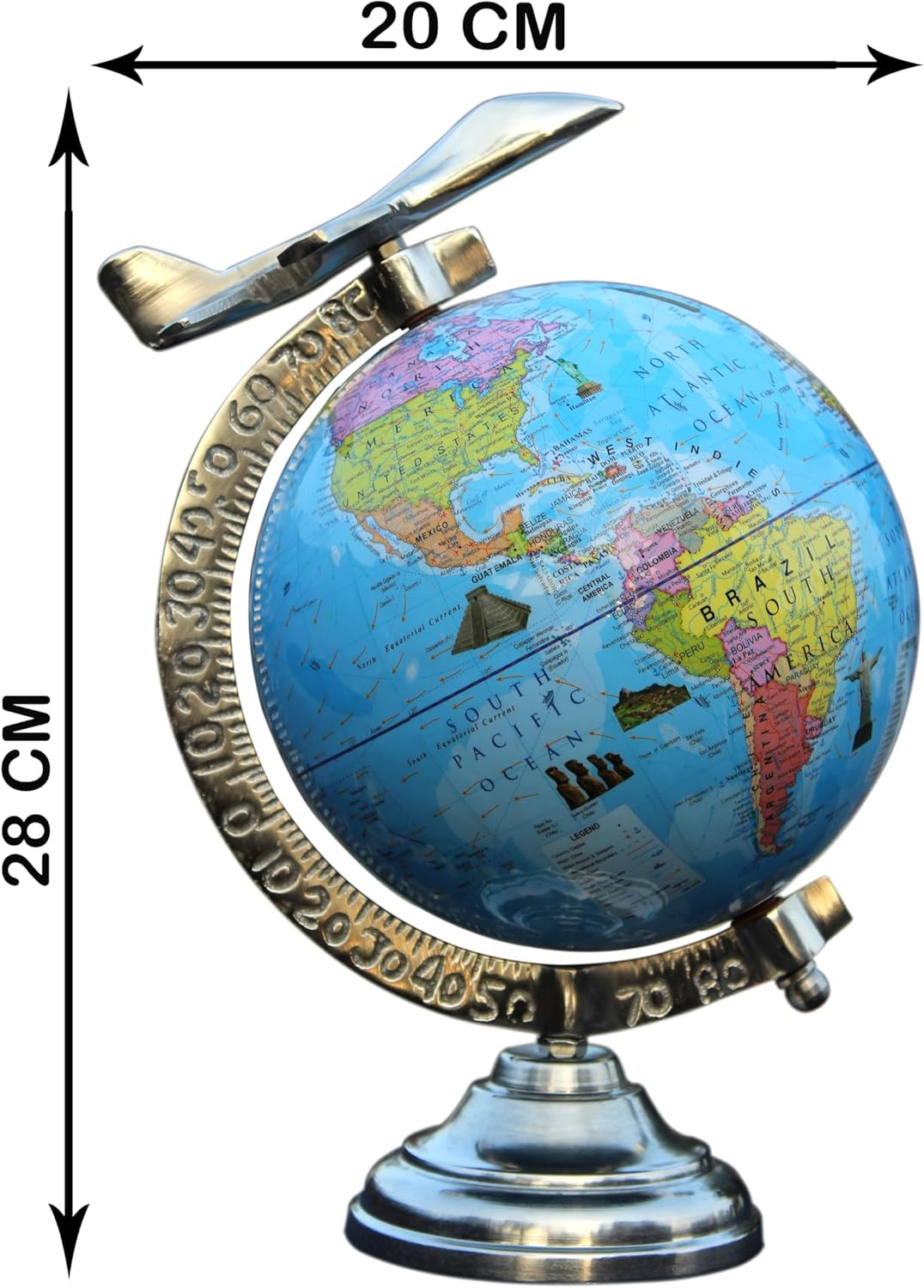 Educational Globe with Jet for Learning & Decorations. Desktop World Globe with