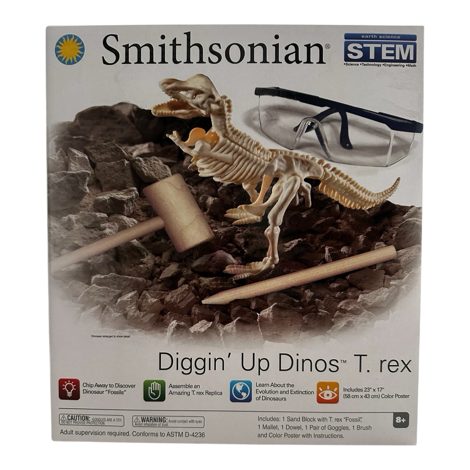 Smithsonian STEM Diggin’ Up Dinosaurs T-REX Plastic Skeleton Toy NEW