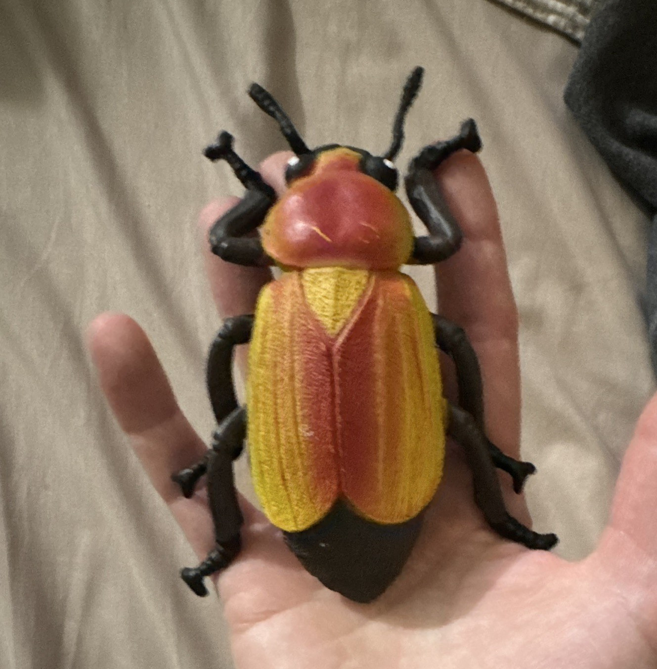 Large Plastic Beetle Insect Figure Model Toy – Red Yellow Black