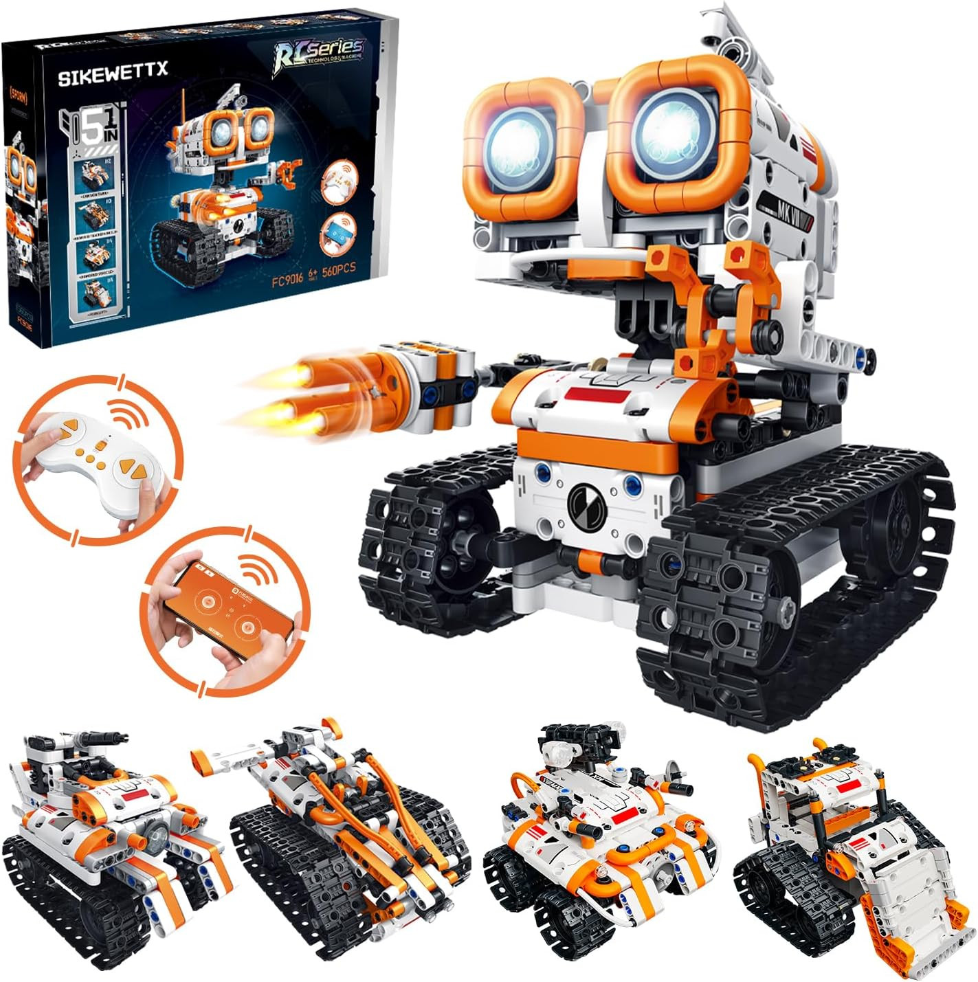 5 in 1 STEM Robotics Building Kit, 560 PCS App/Remote Control Robot Toy Building