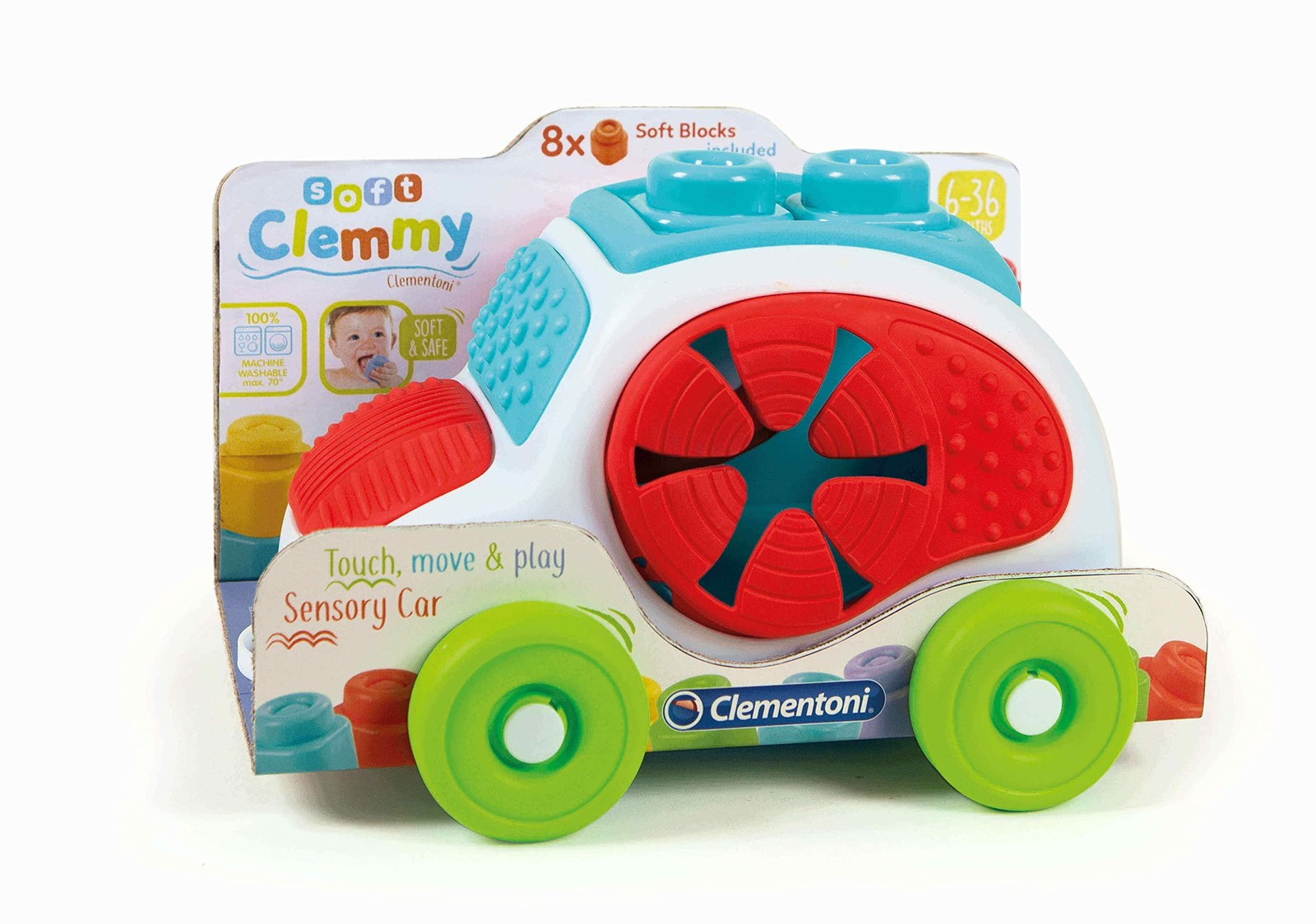 Clementoni 17315 Soft Clemmy Sensory Car for Babies and Toddlers, Ages 6 Months