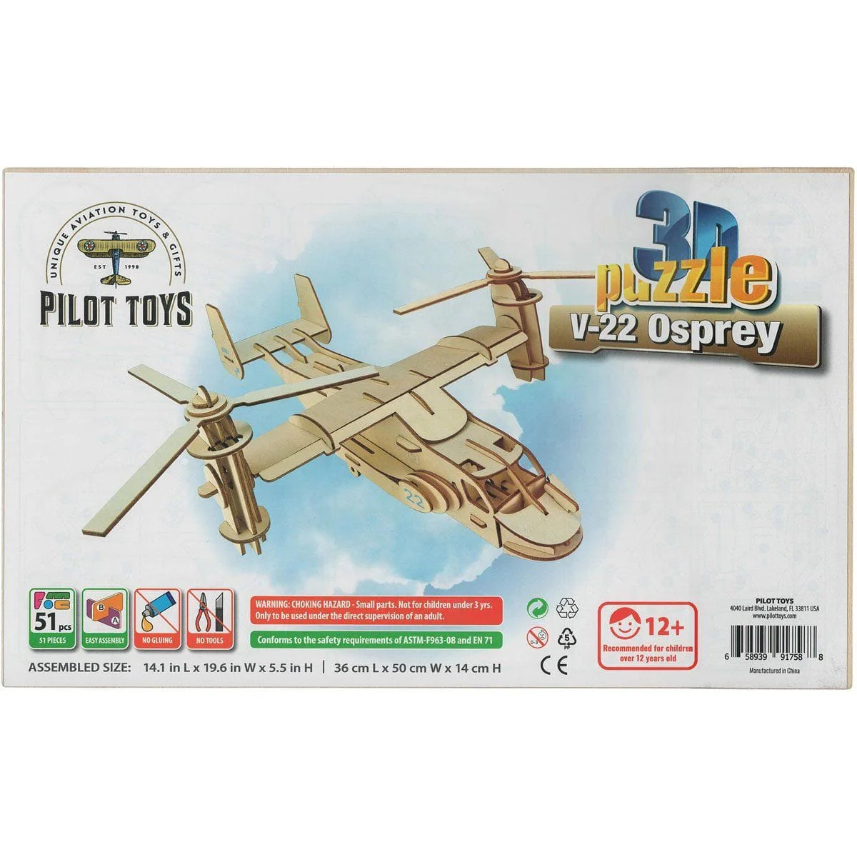 NEW Pilot Toys Premium V-22 Osprey Interactive 3D Puzzle: STEM Aviation Adventur