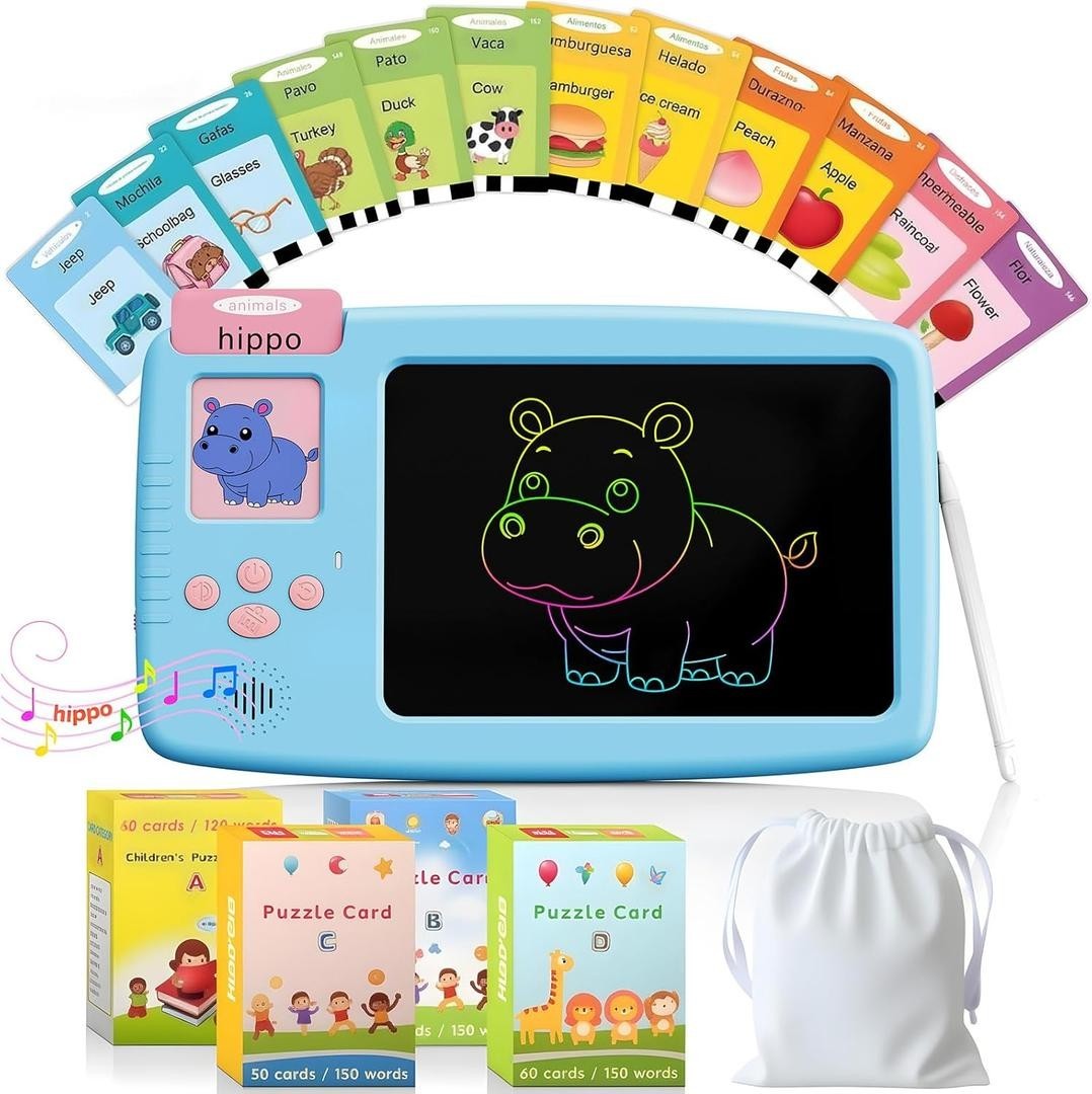 Talking Flash Cards for Toddlers 2 in 1 LCD Writing Tablet with 510 Sight Words