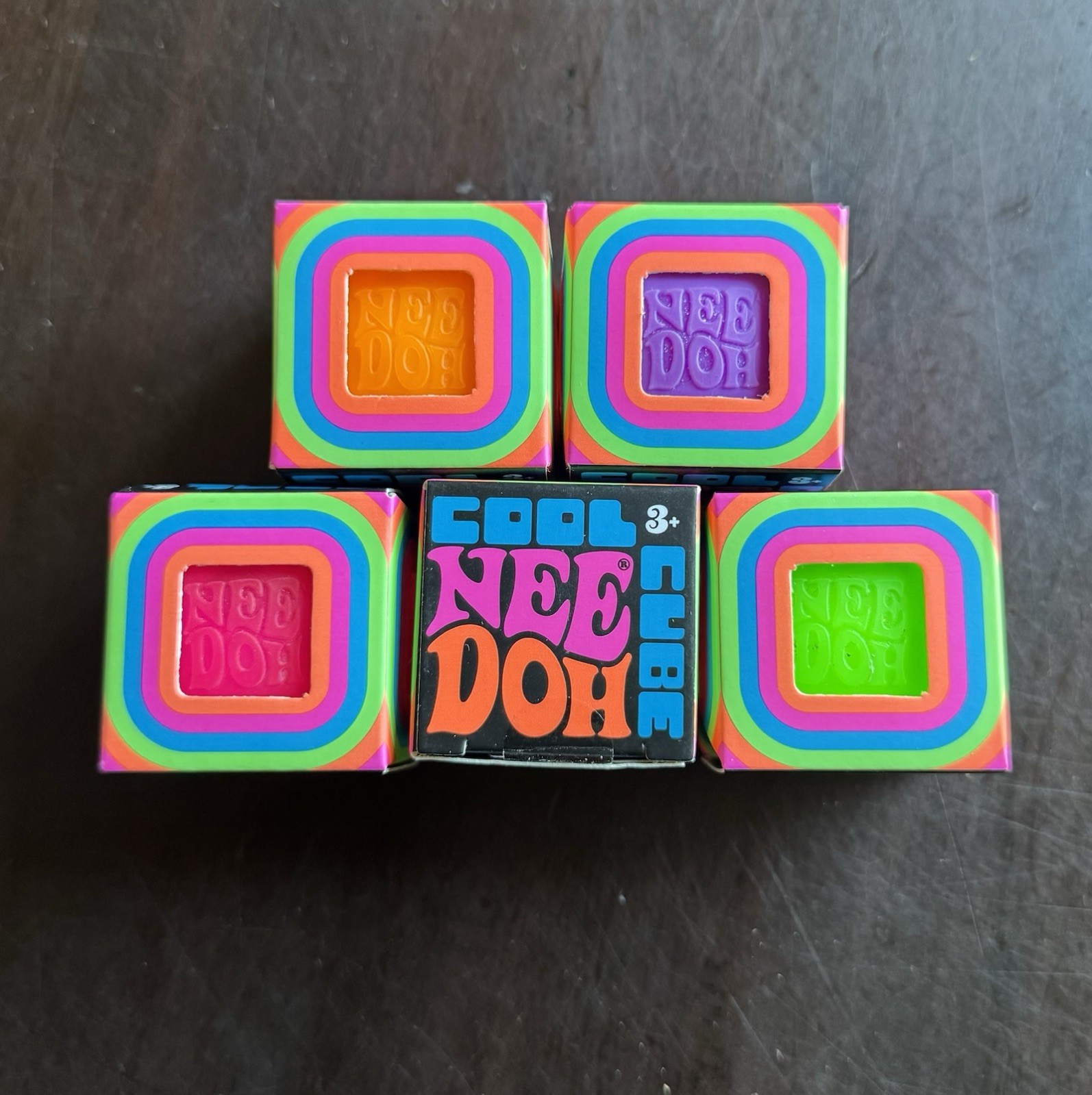 (LOT OF 5) NeeDoh Cool Cube Mini Squishy Squeeze Toy Nee Doh – Colors May Vary
