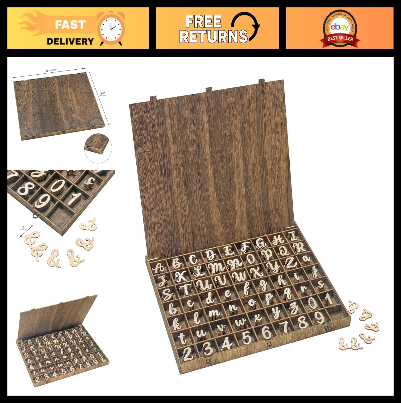 682 Pieces Wooden Alphabet & Number Set – Mini Capital & Lowercase Letters with