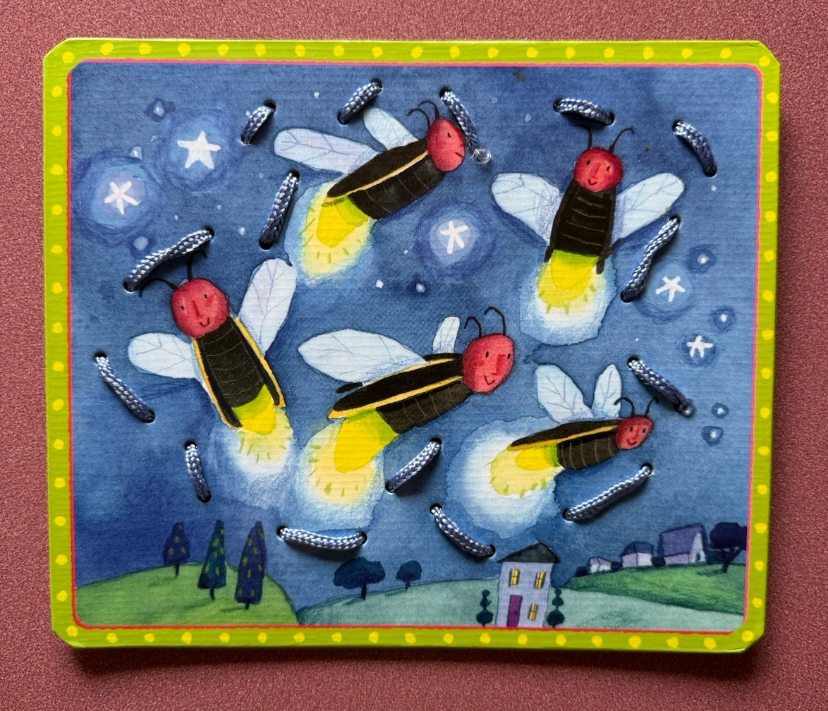 EeBoo Lacing Cards Set Of 5 “More Friendly Bugs” Ages 5 & Up, 4 Colored Laces