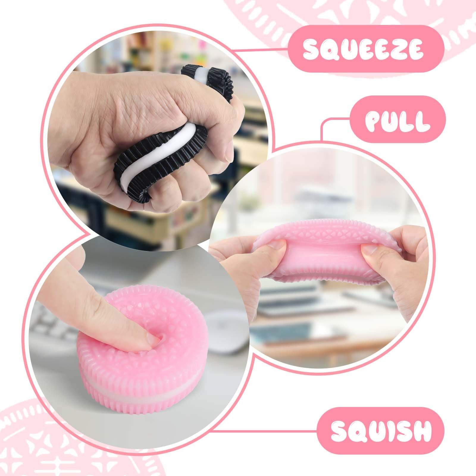 Gytera Sticky Cookie Squishies Fidget Toys Cookie, Black, Pink