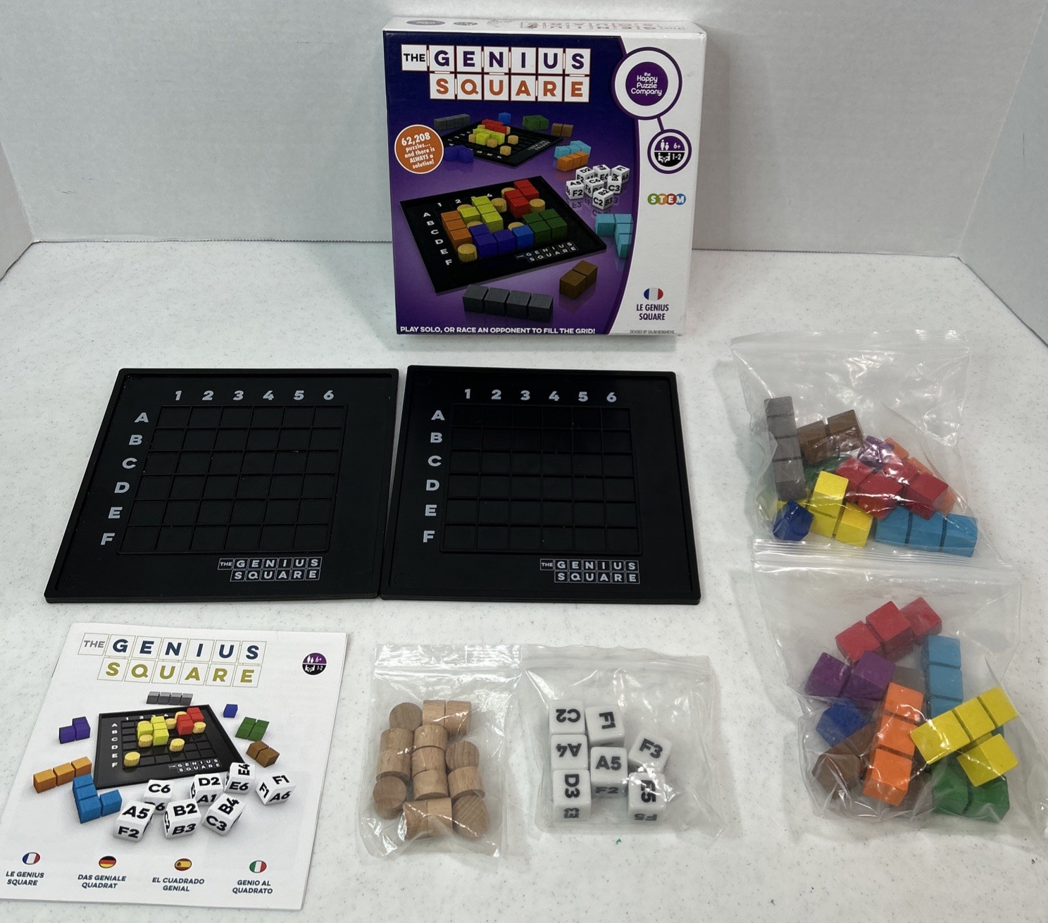 The Genius Square 100% COMPLETE The Happy Puzzle Company 2018 STEM Brain Teaser