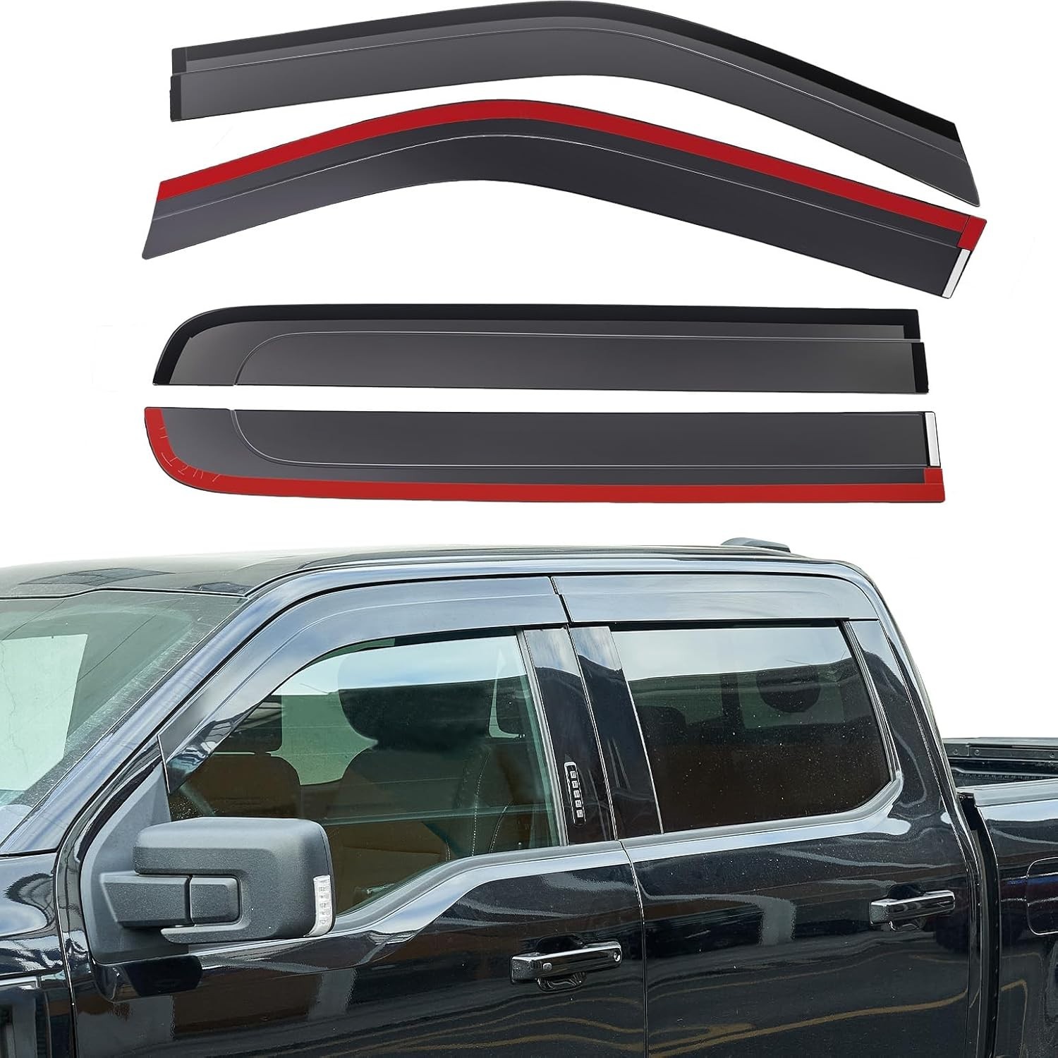 Vent Visor Compatible with 2015-2024 Ford F150, 2017-2024 F-150 Raptor Crew Cab,