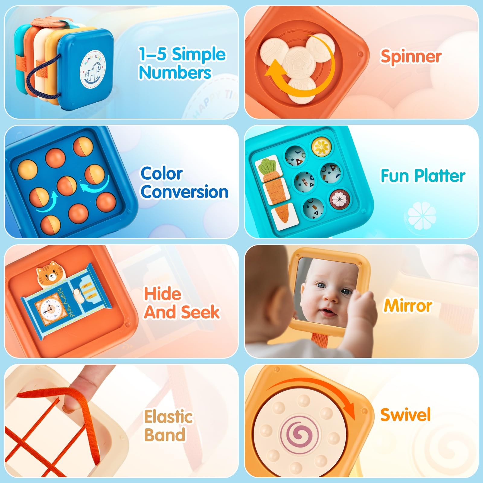 LMBMYYS Busy Board for 1 Year Old,Travel Toys Compact, Multicolored