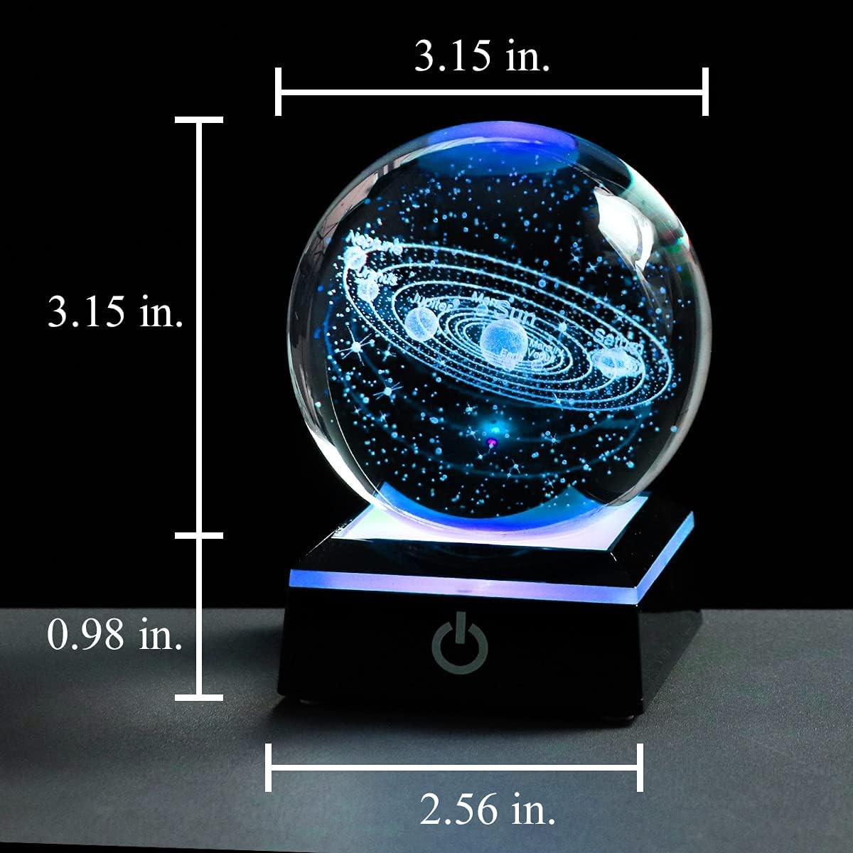 3D Solar System Model Crystal Ball 80Mm 3.15Inch Outer Space Astronomy Gift Room