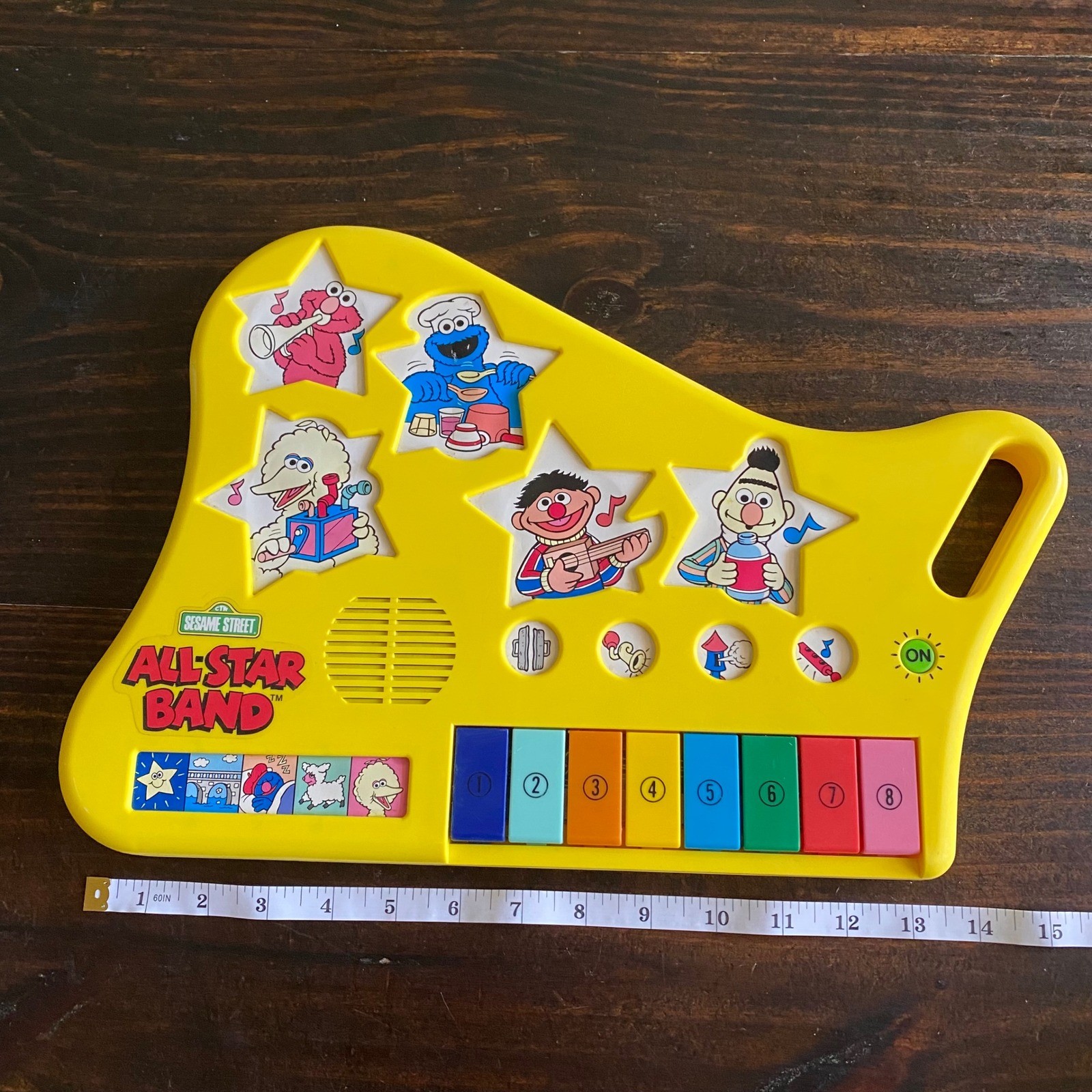 Vintage Sesame Street All Star Band Musical Toy Golden Sight Sound Yellow VIDEO