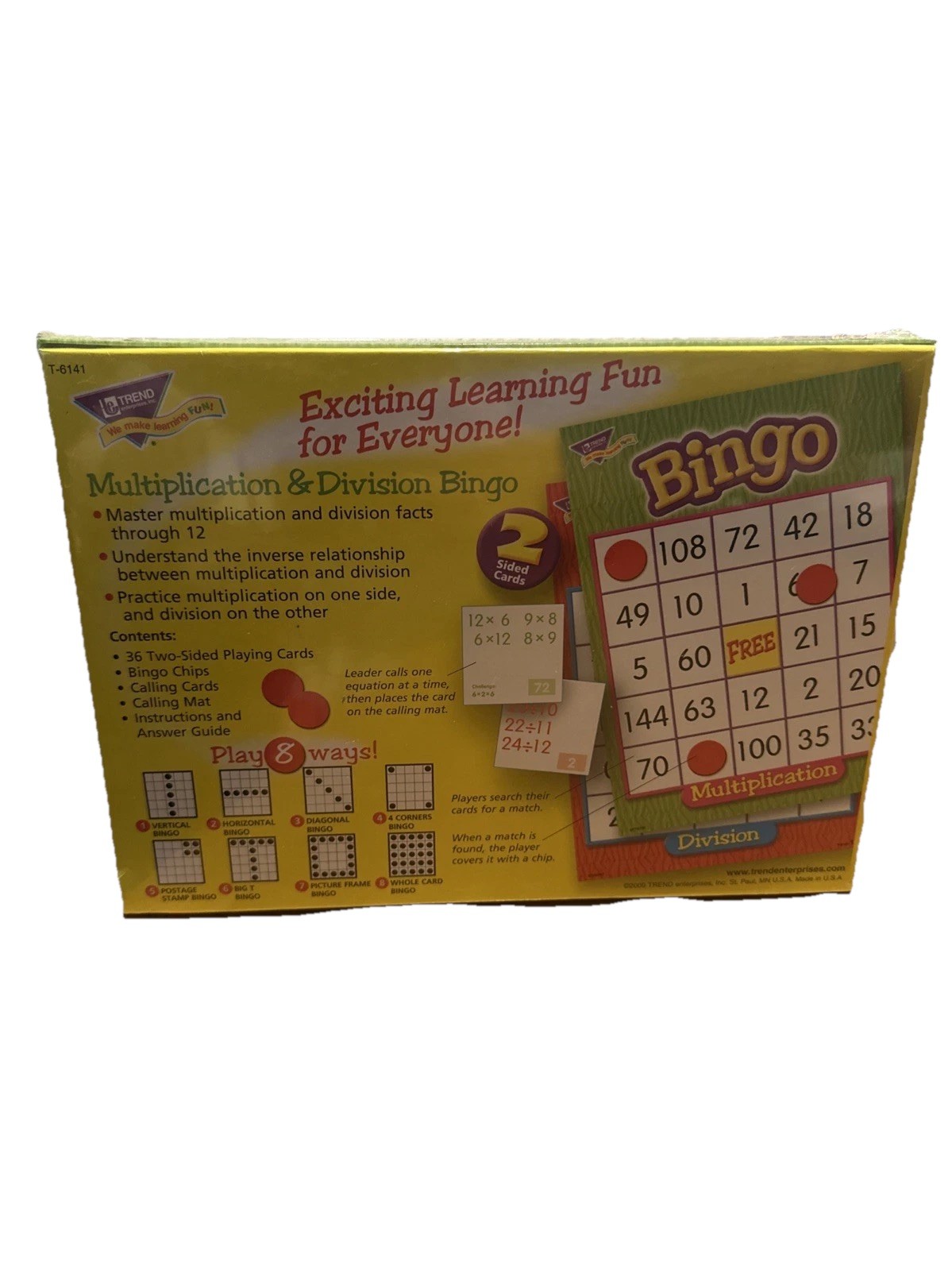 Trend Enterprise Multiplication & Division Bingo Educational Game T-6141 NEW