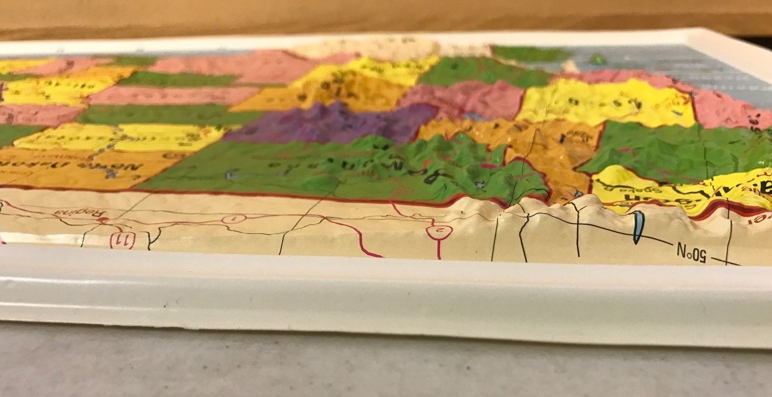 Nystrom Raised Relief Bright Colors / Map of the United States – 28″ X 18″ VG