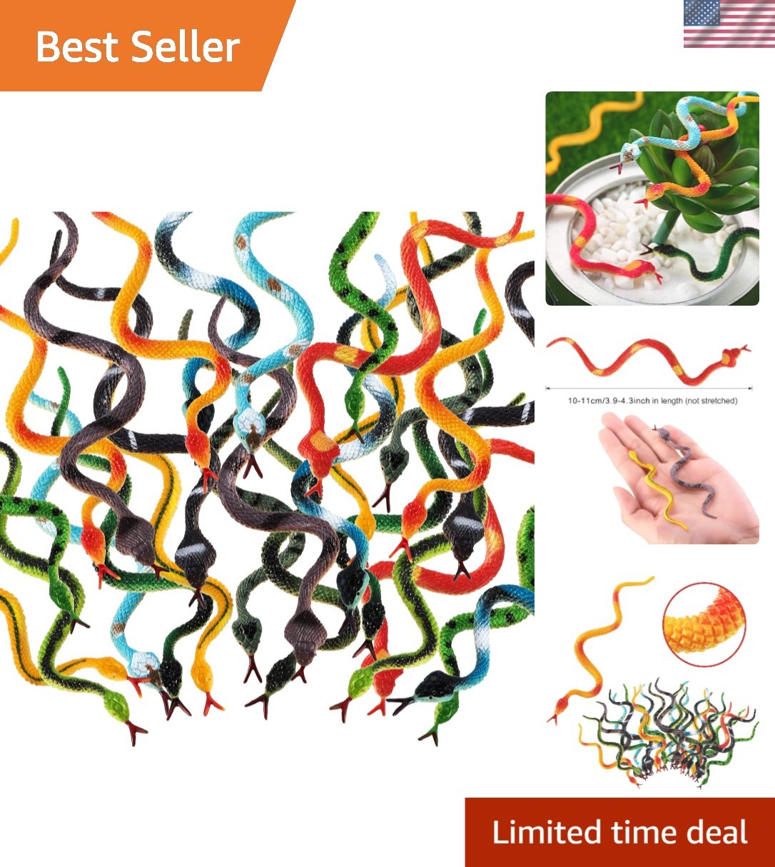 Miniature Fake Snakes – 12-Pack Realistic Prank Props for Parties & Learning