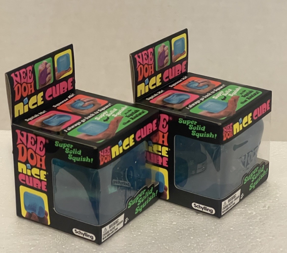NeeDoh Nice Cube 2 Pack Bundle Super Solid Squish Fidget Toy Blue/Purple