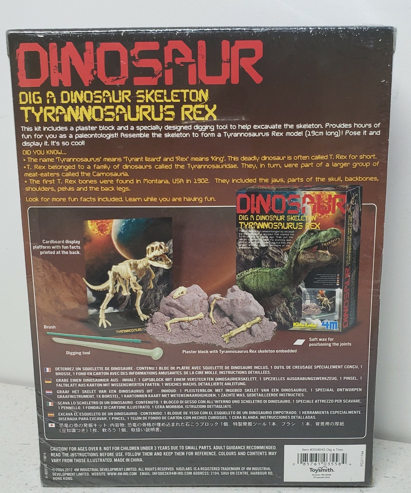 Dig a Dinosaur Skeleton Tyrannosaurus T-Rex 4M Kidz Labs Educational New SEALED