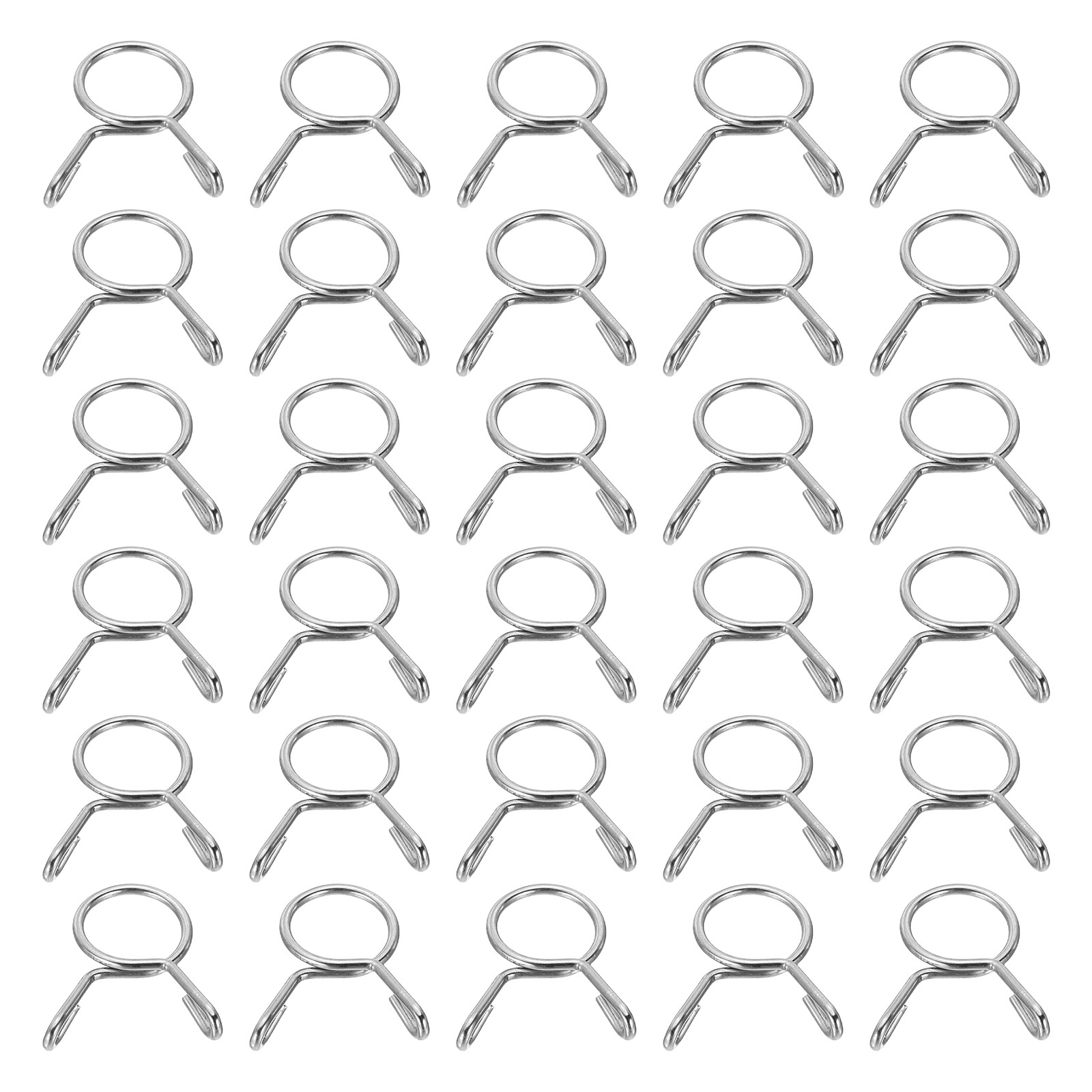 30Pcs 10mm ID 11.5mm OD Fuel Line Hose Clips Spring Clips Clamps Silver