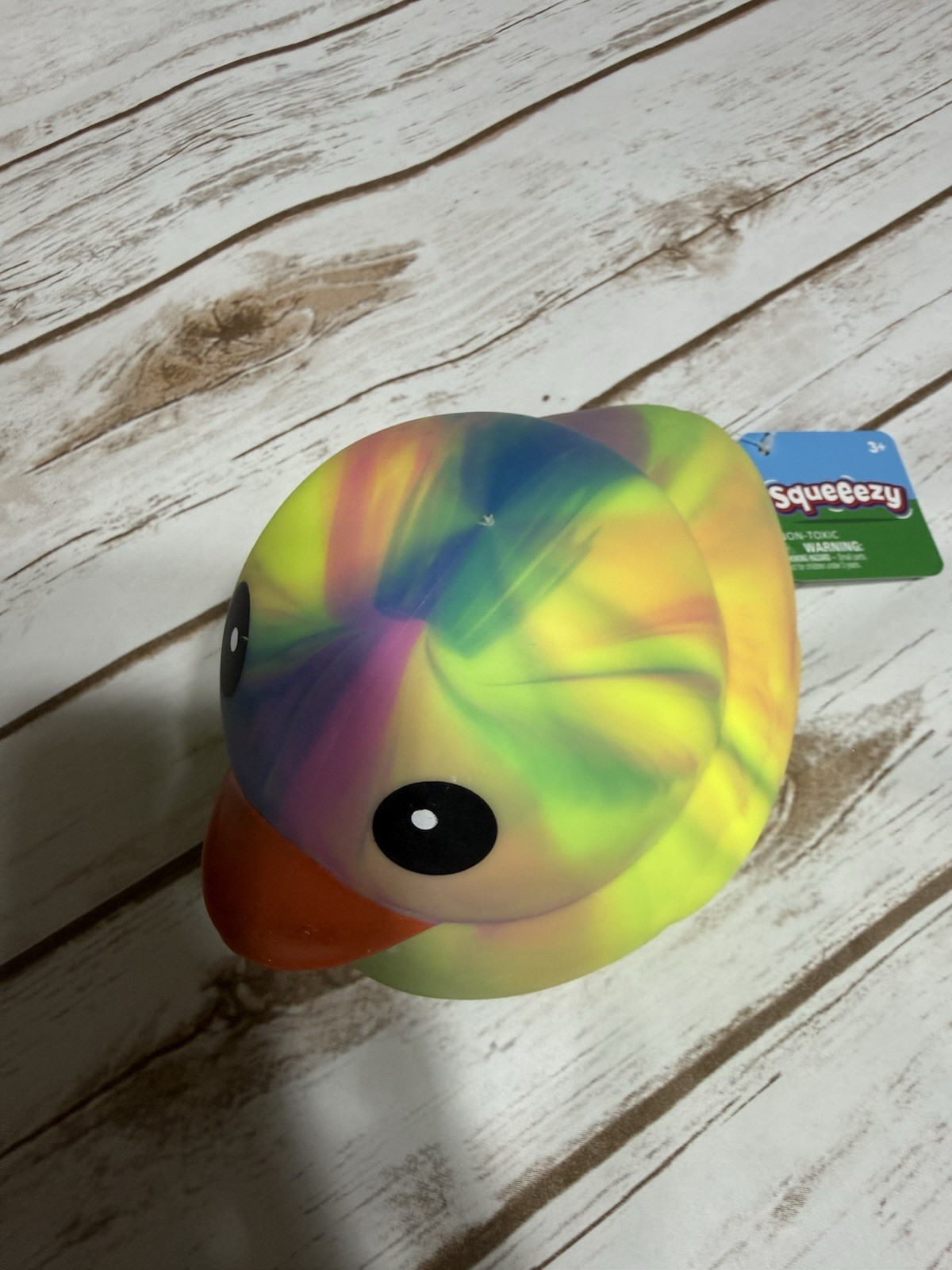 NEW Toymendous Squeeezy VIRAL Rainbow Jumbo Squeeezy Tye Dye Duck Squish Toy