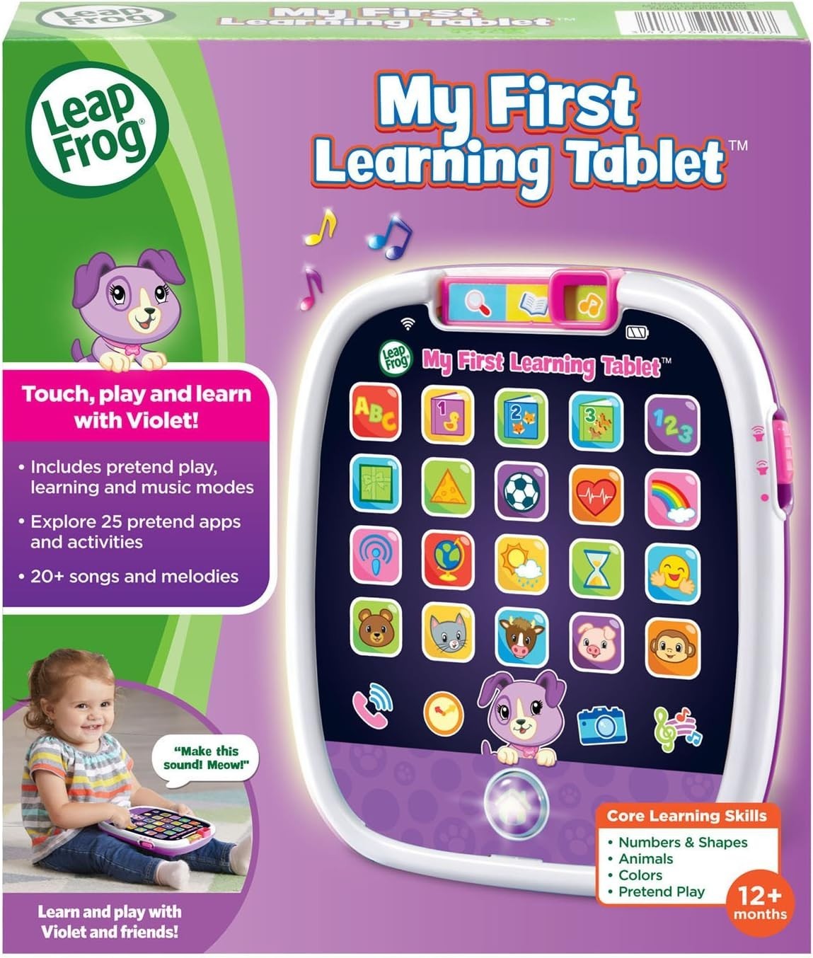 Violet Toddler Learning Tablet – 20 Apps & Multicolor Light Show for 12+