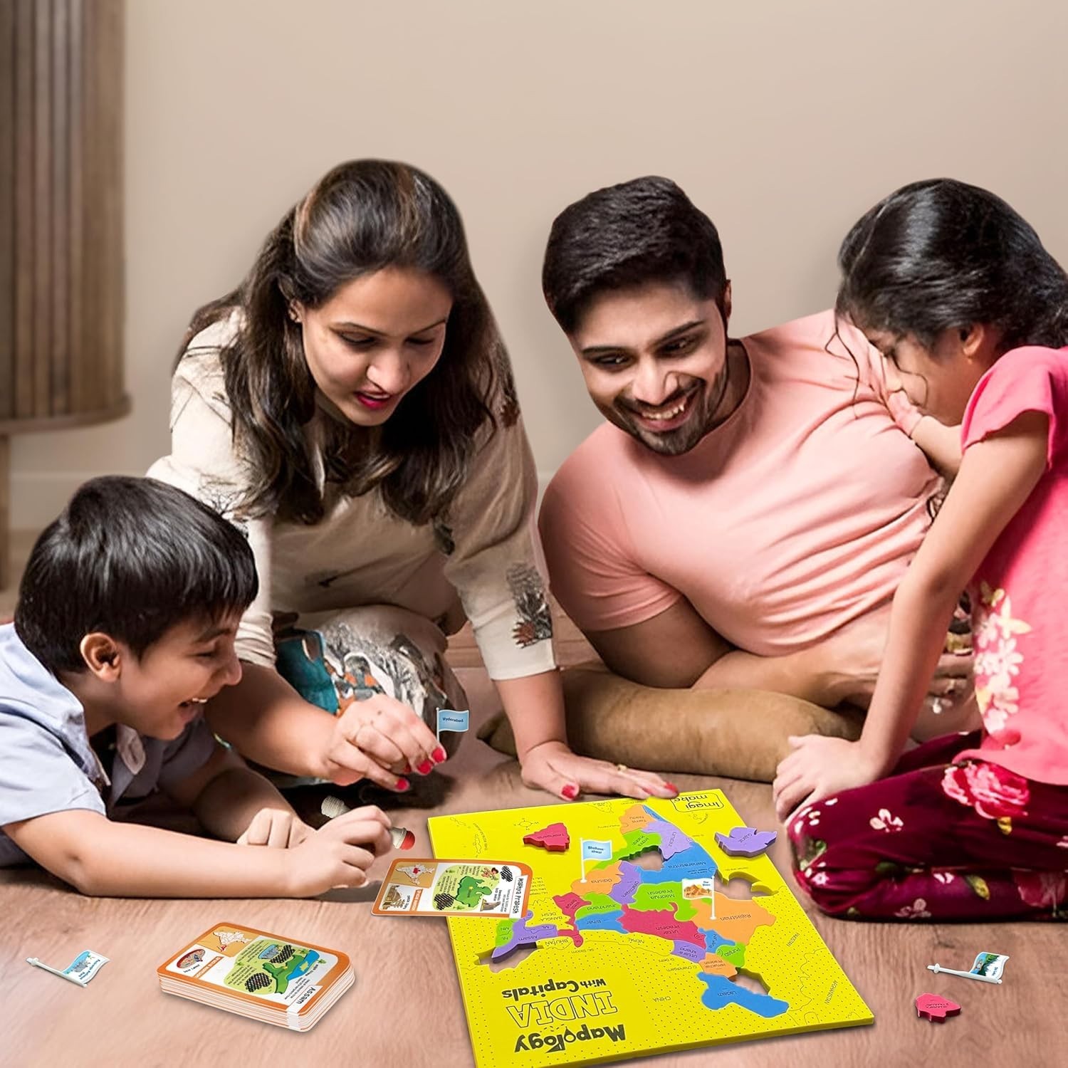 Mapology India Map with Flash Card| Swipe & Reveal Card Game | Educational Toys