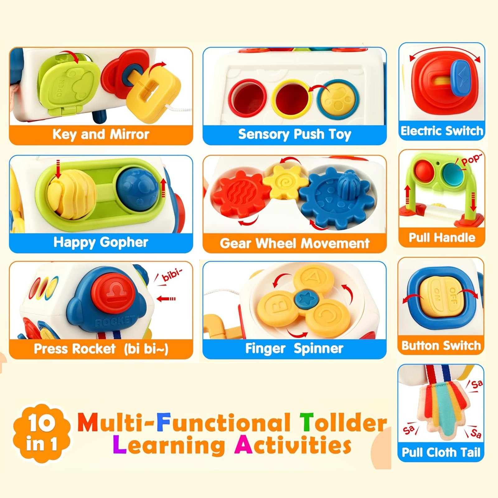 Busy Cube for Toddlers 1 Years Old, Montessori Toys 1 Medium, Multicolour