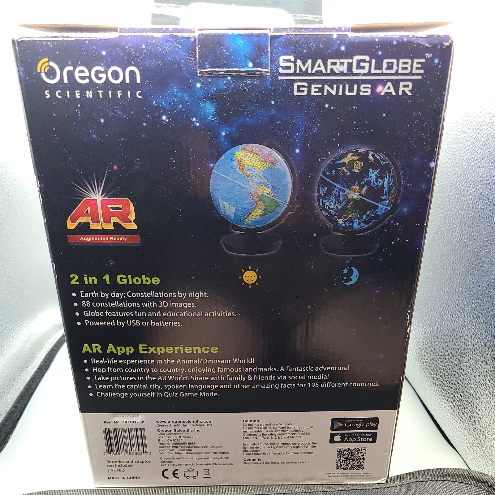 NEWOregon Scientific 2 In 1 Illuminated SmartGlobe Starry AR App STEM Certified